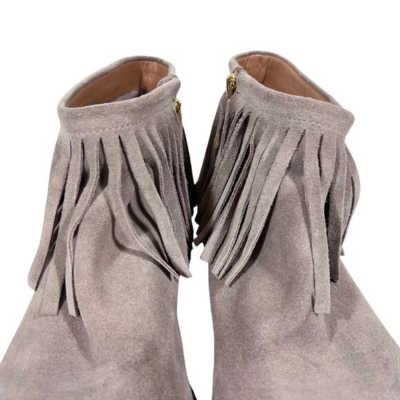 Kate Spade Betsie Suede Fringe Ankle Boots 10.5 M Gray Boho Folk Western Used - Picture 8 of 11